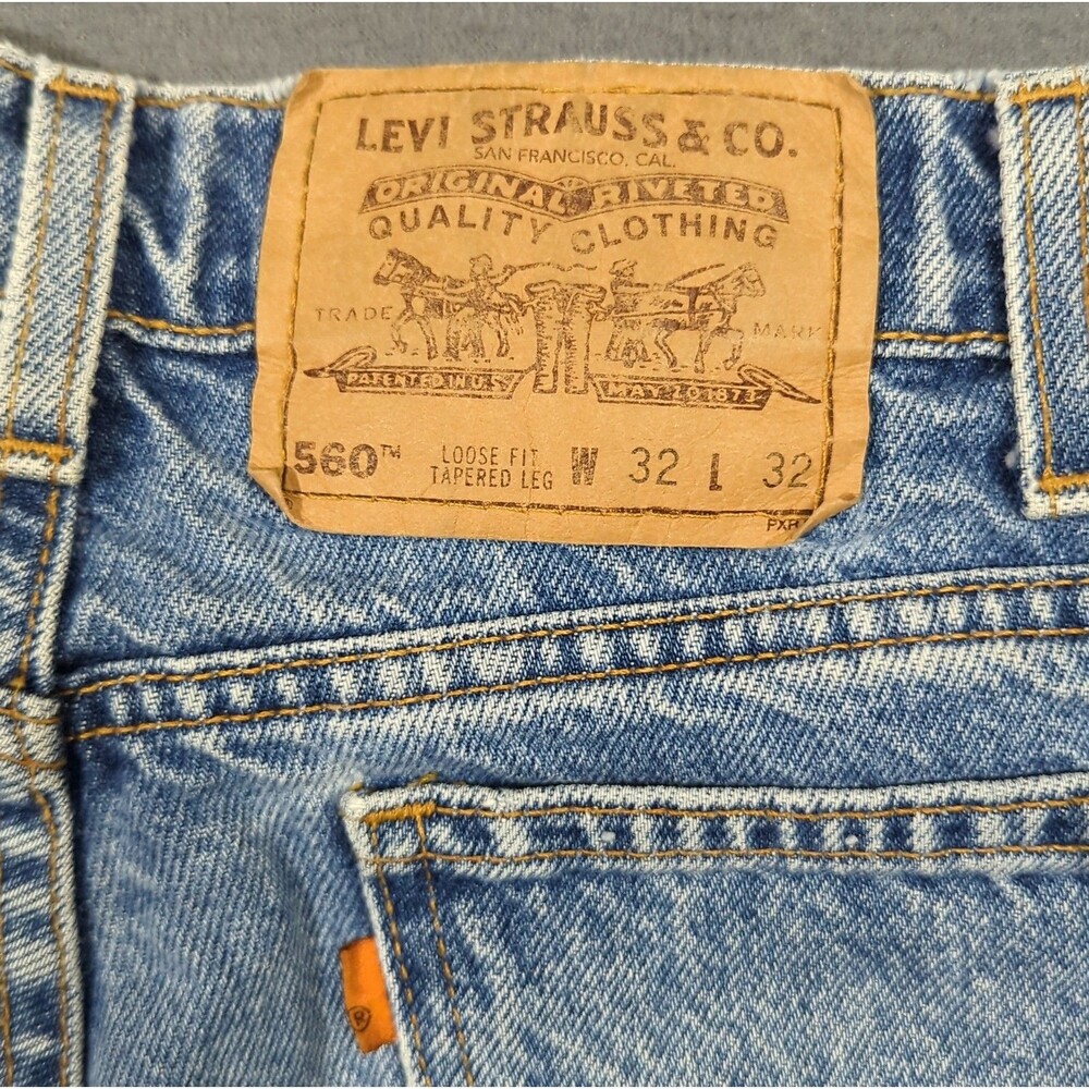Levi's VTG Jeans Mens 32x32 Fits 30x30 Blue 560 Orange Tab Loose Fit Tapered USA